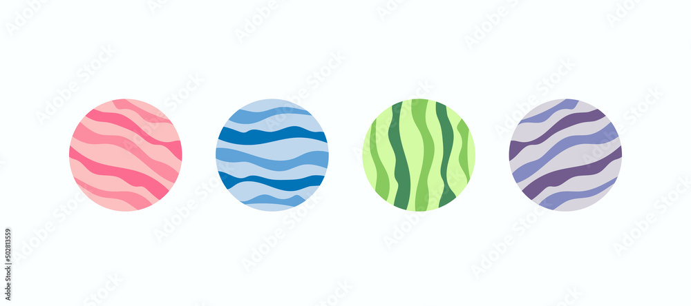 Round decorative abstract elements to create unique creative modern trendy design or decor. Can be used for social media, for highlights, round abstract geometric shapes striped colored circle icons. Round decorative abstract elements to create unique creative modern trendy design or decor. Can be used for social media, for highlights, round abstract geometric shapes striped colored circle icons.