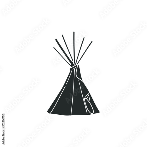 Teepee Icon Silhouette Illustration. American Native Vector Graphic Pictogram Symbol Clip Art. Doodle Sketch Black Sign. photo