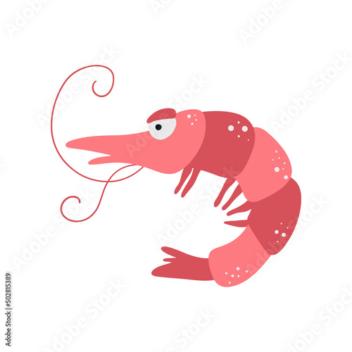 Illustration of sea shrimp on a white background vector illustration cartoon flat style