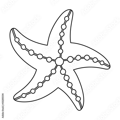Starfish. Coloring pages for kids. Vector outline on white background.