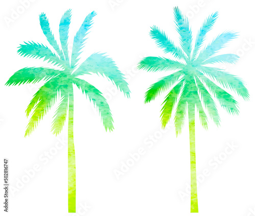 palm trees watercolor silhouette  on white background  isolated  vector