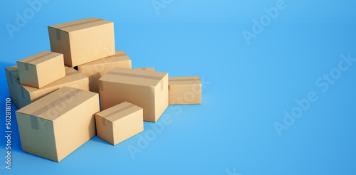 Pile of cardboard boxes on ...