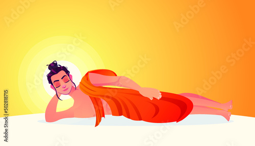 Realistic Vesak concept with sleeping buddha