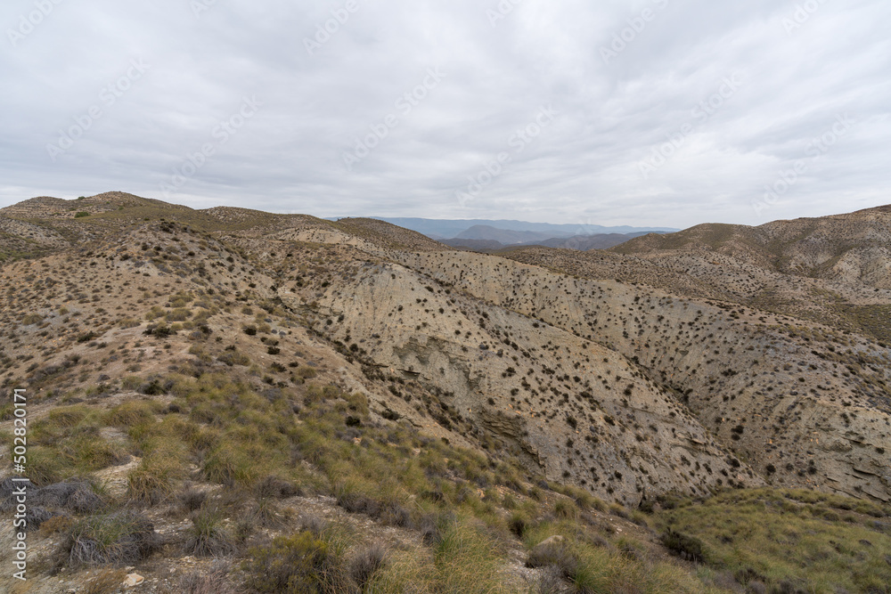 arid landscape of the desert of Tabernas in Almeria (Spain)