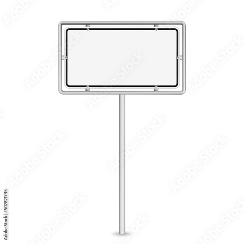 vector illustration of white road sign isolated on white background