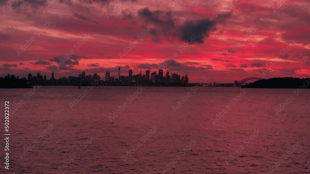 Contour of Sydney city Australia. Sunset sky over modern metropolis Contour of Sydney city Australia. Sunset sky over modern metropolis