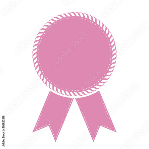 vector illustration of pink award ribbon banner on white background