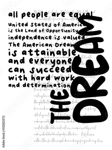 An abstract vector illustration on The American Dream on an isolated white background