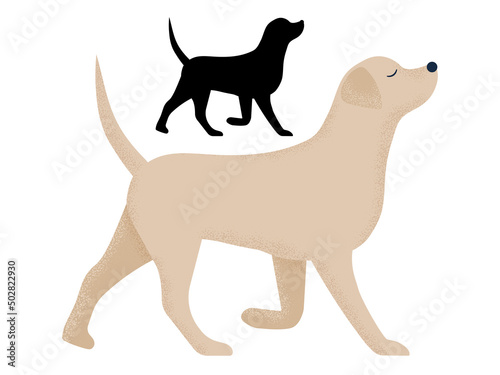 Labrador Retriever Dog in Cartoon and Outline