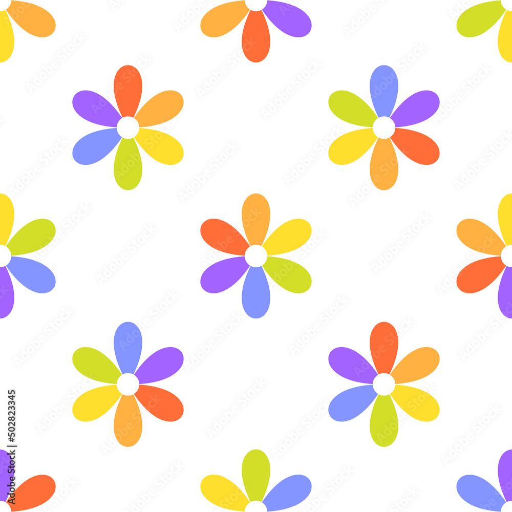 Cute rainbow flowers seamless pattern. Pride month Cute rainbow flowers seamless pattern. Pride month