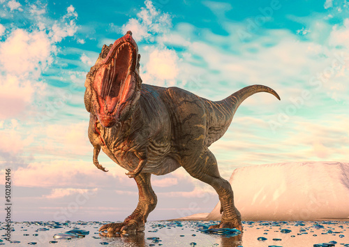tyrannosaurus rex is angy on ice land © DM7