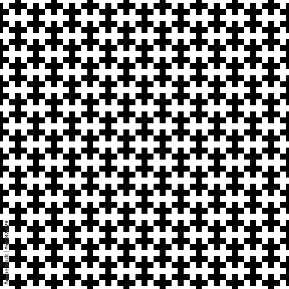 Seamless Sayagata pattern. Repeated interlocking manji background. Oriental crosses ornament. Traditional architecture wallpaper. Ancient ethnic mosaic motif. Digital paper, textile print. Vector art.