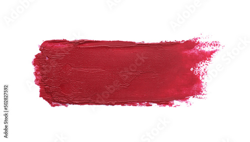 Swatch of lipstick isolated on white, top view