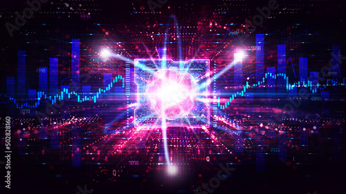 Valokuva Computational Finance Concept - Central Processing Unit Surrounded by Financial