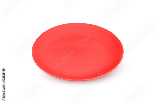 red plate on isolated white background.