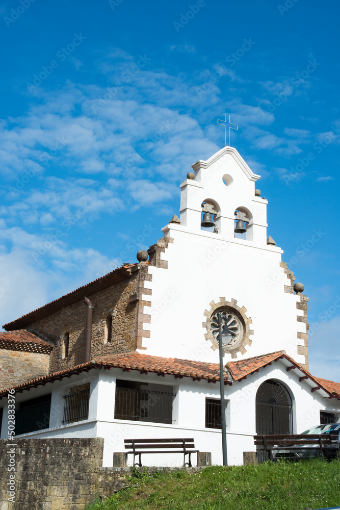 Rural church in Tazones, a beautiful coastal village in Asturias.