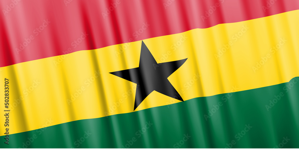 Fototapeta premium Wavy vector flag of Ghana