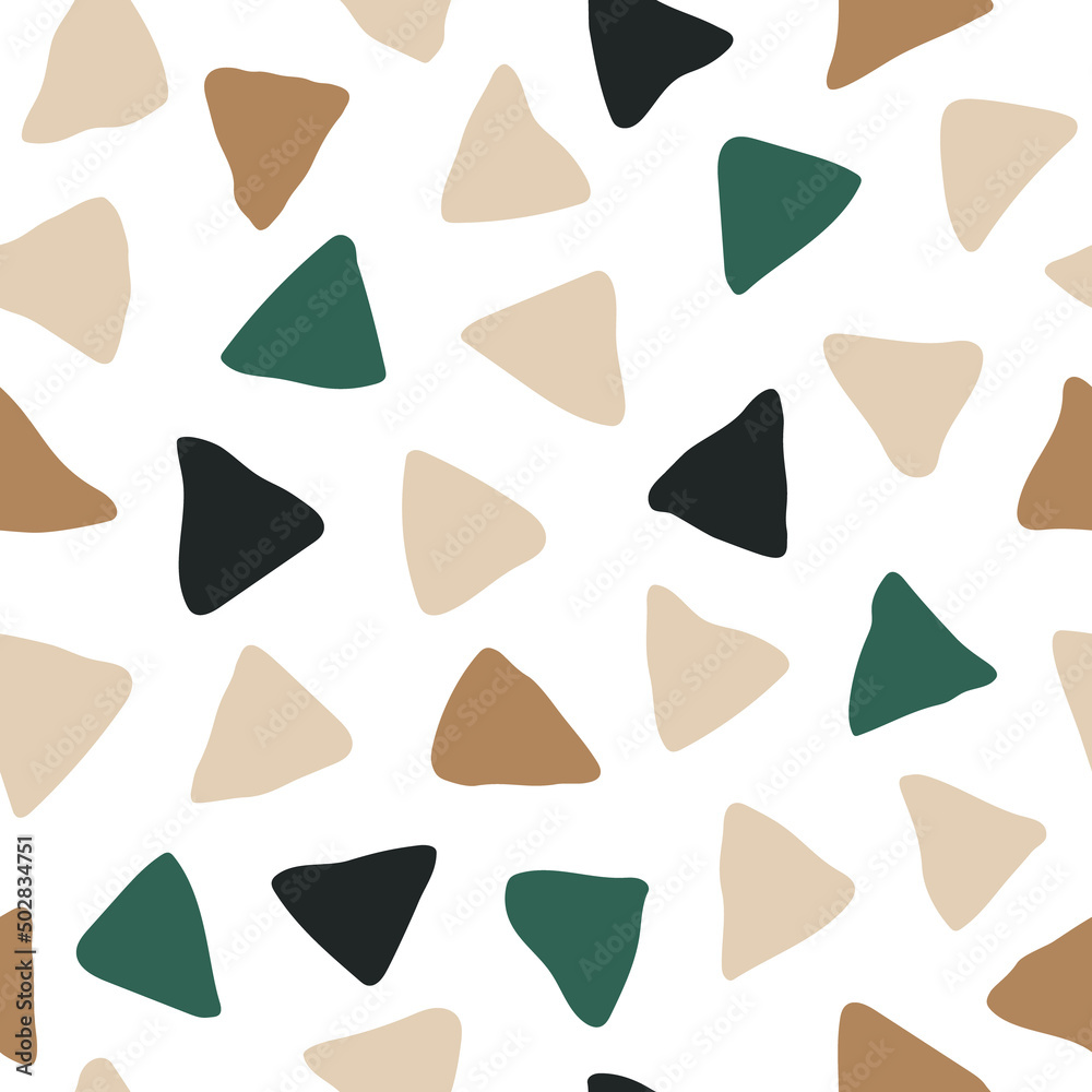 Aesthetic Contemporary printable seamless pattern with abstract triangles in earth colors. Pastel boho background in minimalist mid century style vector Illustration wall Aesthetic Contemporary printable seamless pattern with abstract triangles in earth colors. Pastel boho background in minimalist mid century style vector Illustration wall