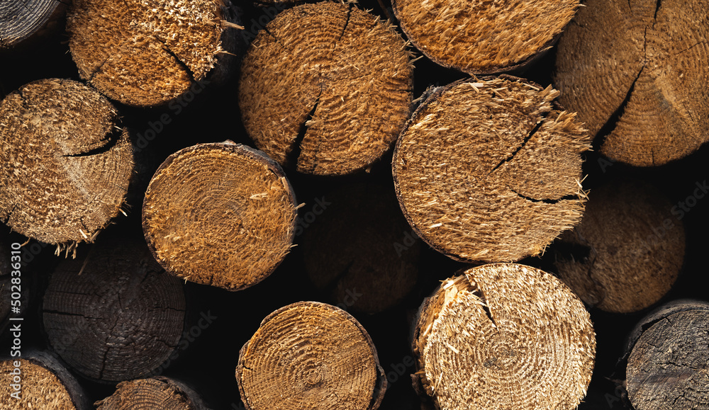 pattern of firewood for the firebox, background of chopped logs