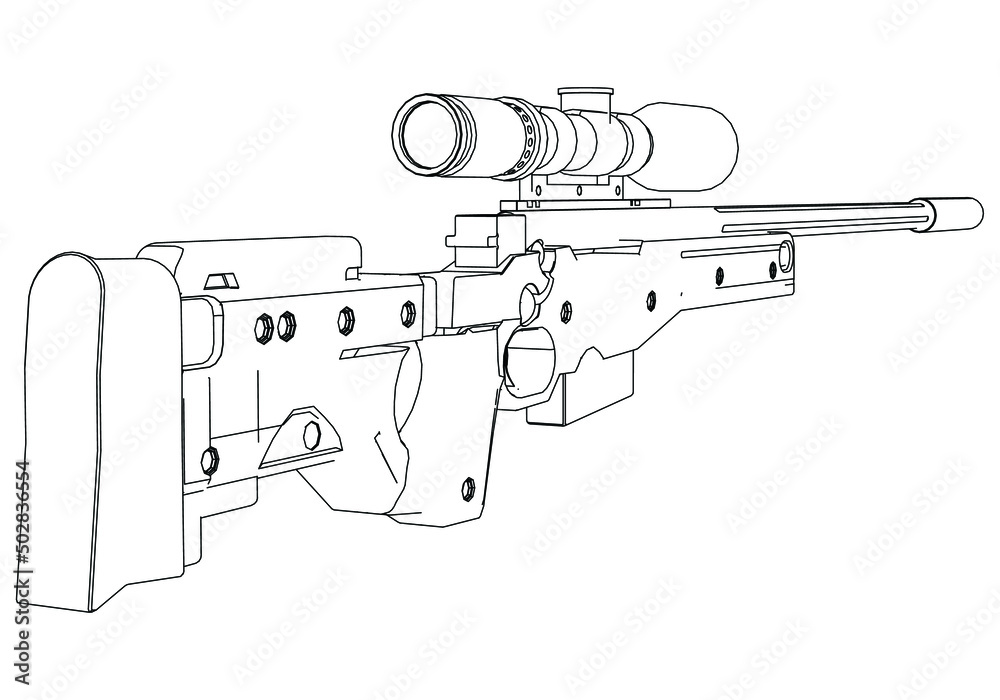 Assault rifle isolated on white background. Vector illustration of an assault rifle.