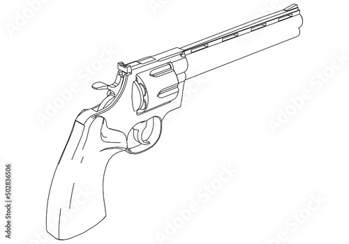 Gun revolver handgun six shooter pistol isolated on white background. Risk in conflict situation. police and military weapon.