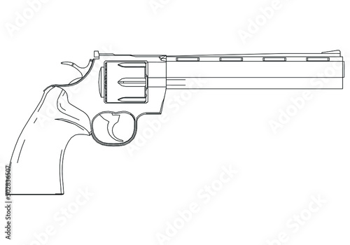 Gun revolver handgun six shooter pistol isolated on white background. Risk in conflict situation. police and military weapon.