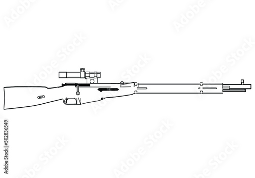 Assault rifle isolated on white background. Vector illustration of an assault rifle.