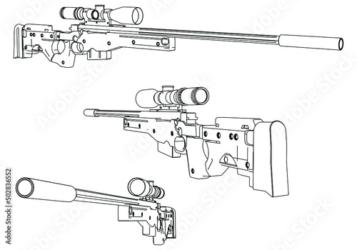 Assault rifle isolated on white background. Vector illustration of an assault rifle.