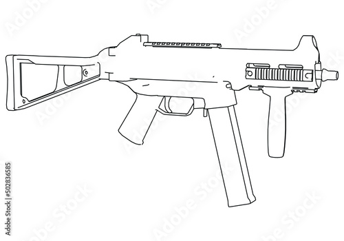 Pistol Gun Icon Vector outline Illustration isolated on white background. Risk in conflict situation. police and military weapon.