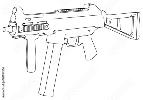 Pistol Gun Icon Vector outline Illustration isolated on white background. Risk in conflict situation. police and military weapon.