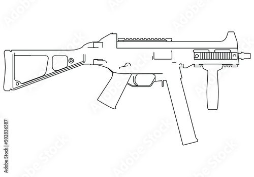 Pistol Gun Icon Vector outline Illustration isolated on white background. Risk in conflict situation. police and military weapon.