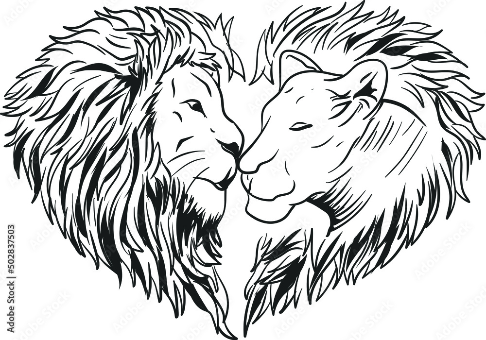 Lion And Lioness Tattoo SVG - Lion SVG - Lioness SVG - King Queen Lion  Lioness