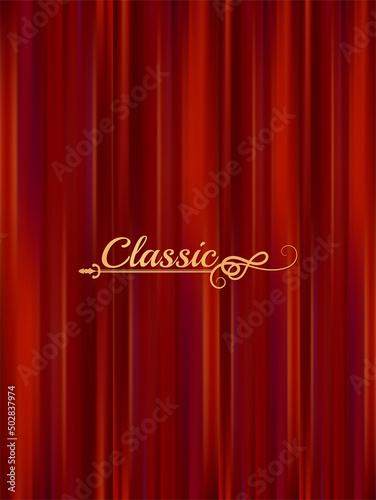 Premium red curtain scene classic. Gradient Cover. Vector retro background with luxury scarlet red silk velvet curtains and draperies. Red curtain closed background. Vector illustration