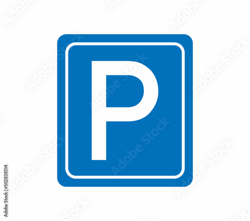 Car parking sign and symbol, blue icon for vehicle, park place. Road sign for parking information. Isolated design. Vector