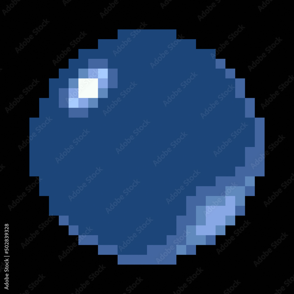 Obraz premium Pixel art: a big blue mysterious orb (a glass or crystal sphere used for divination, fortune telling, or a magical item for a video game). 