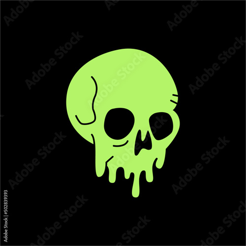 Dripping skull vector. Green T shirt design, Embroidery designs. Download it now
