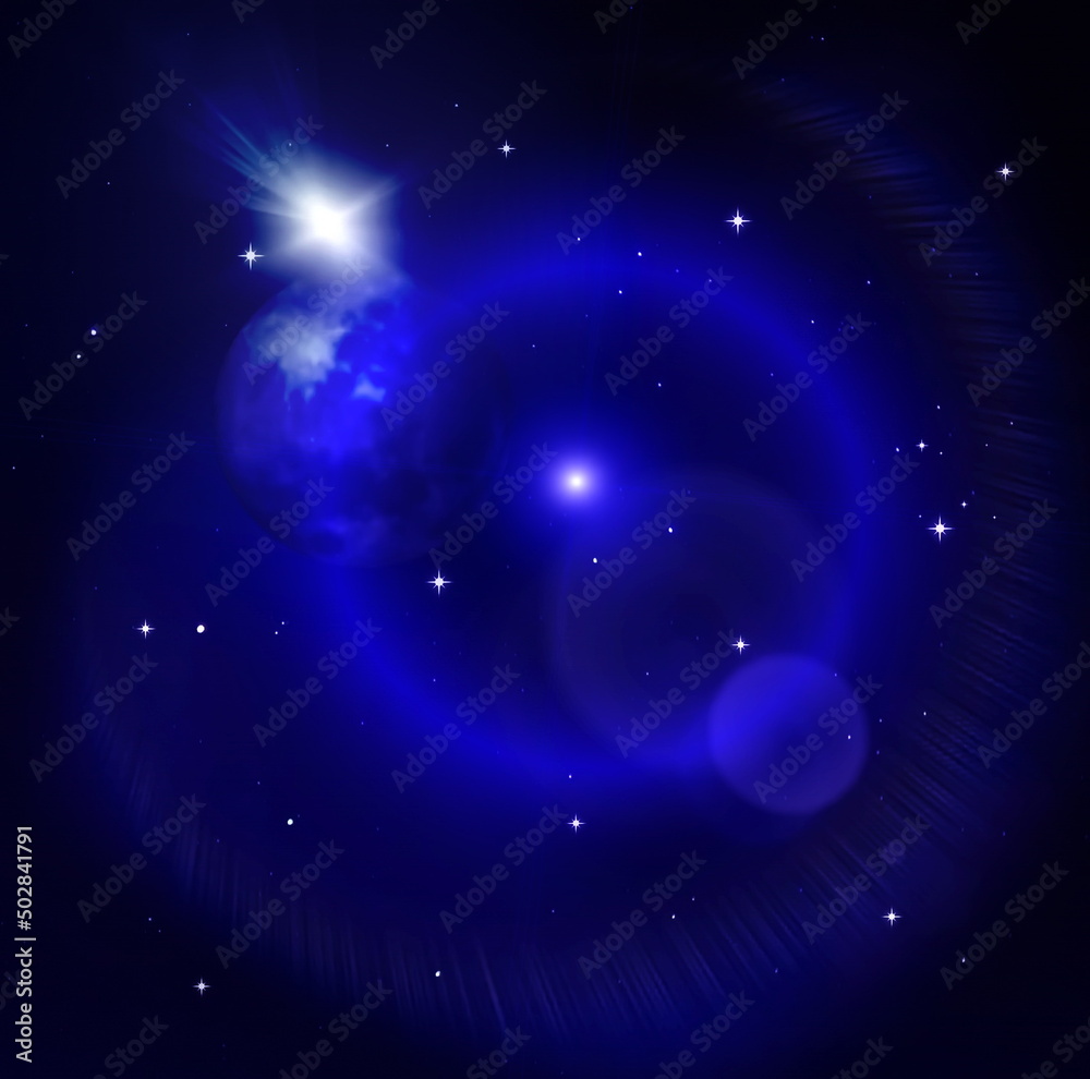 blue night starry sky and big moon starrs flare light background blue night starry sky and big moon starrs flare light background