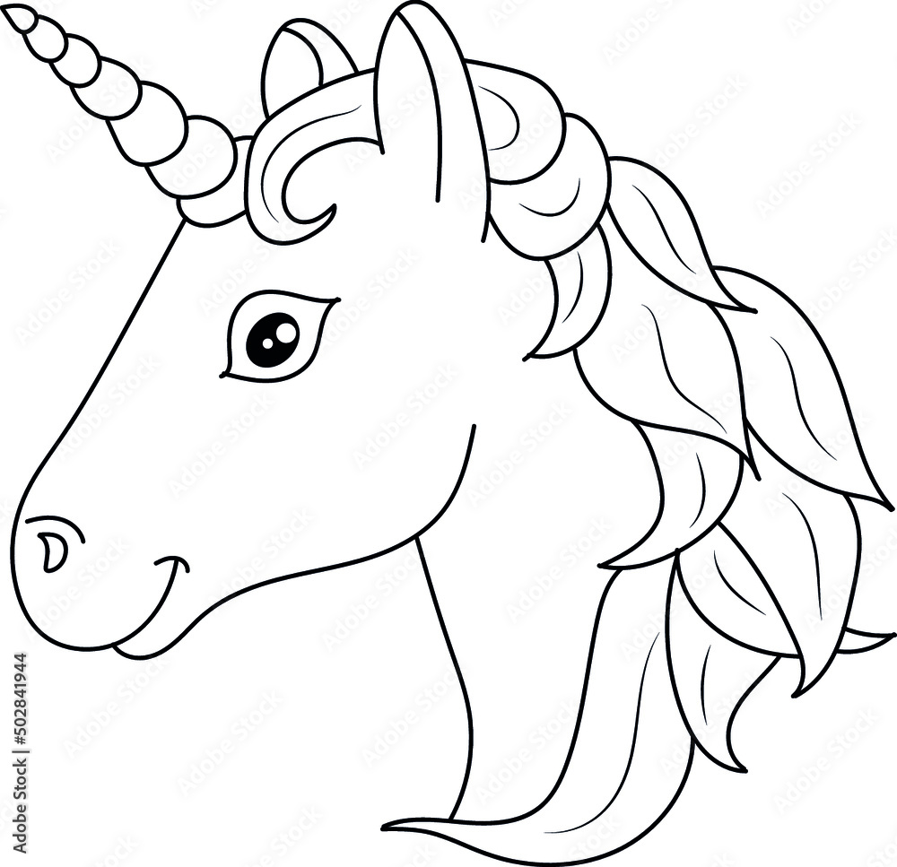 Unicorn kids coloring page vector blank printable design for children ...