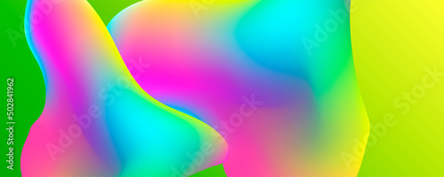 New bright juicy summer abstract fluid creative banner, trendy bright neon colors with dynamic lines