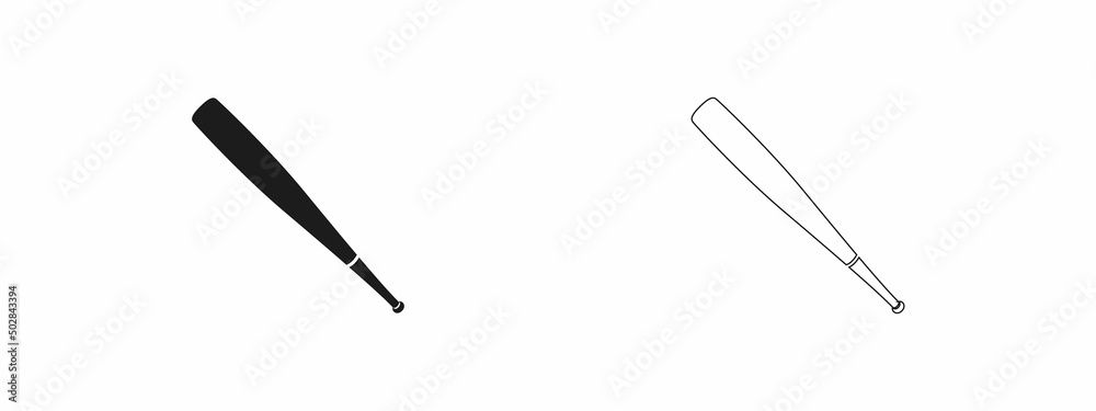 Vector baseball bat icon. Flat illustration.