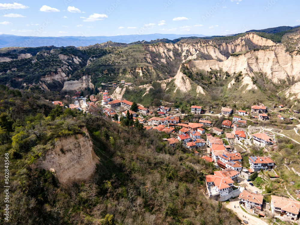 Aerial view of historical town of Melnik, Bulgaria