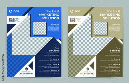 Modern business flyer corporate clean poster, leaflet design template. Creative shapes layout vector