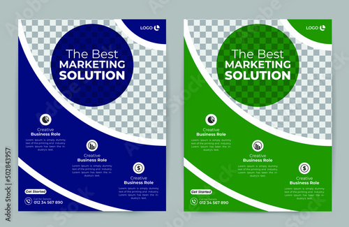 Modern business flyer corporate clean poster, leaflet design template. Creative shapes layout vector