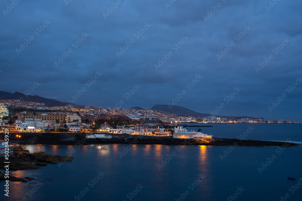 Landscape photo of La Caleta, Tenerife at night, Canary Islands, Spain