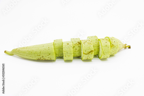 fresh loofah or Sponge Gourd or Vegetable Sponge isolate on white background photo