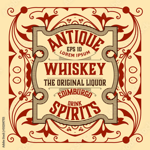 Whiskey label with old frames