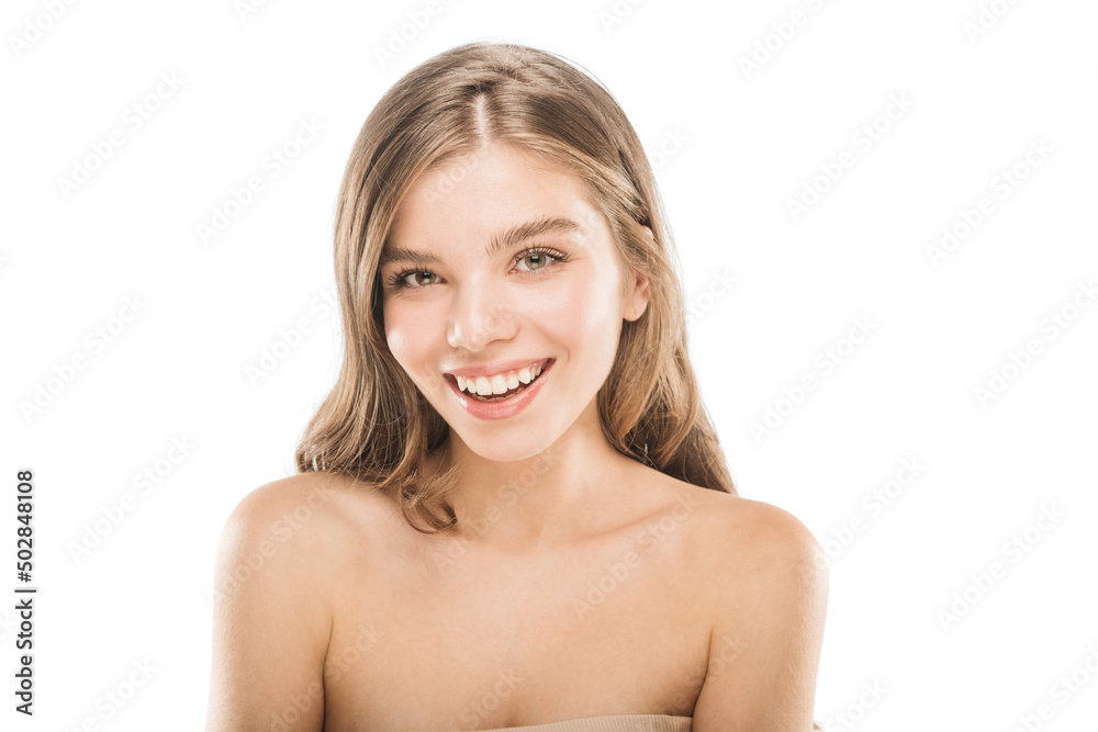 Girl with fresh skin is posing and smiling Girl with fresh skin is posing and smiling