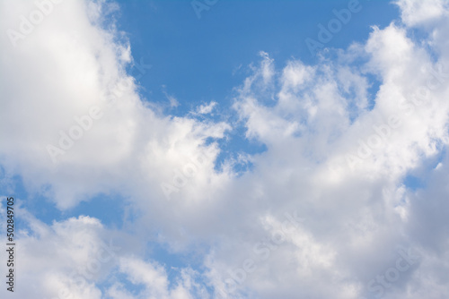 Fototapeta Naklejka Na Ścianę i Meble -  Ciel bleu  nuageux en après-midi au printemps