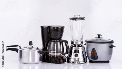 Small modern kitchen appliances - Isolated on neutral background
