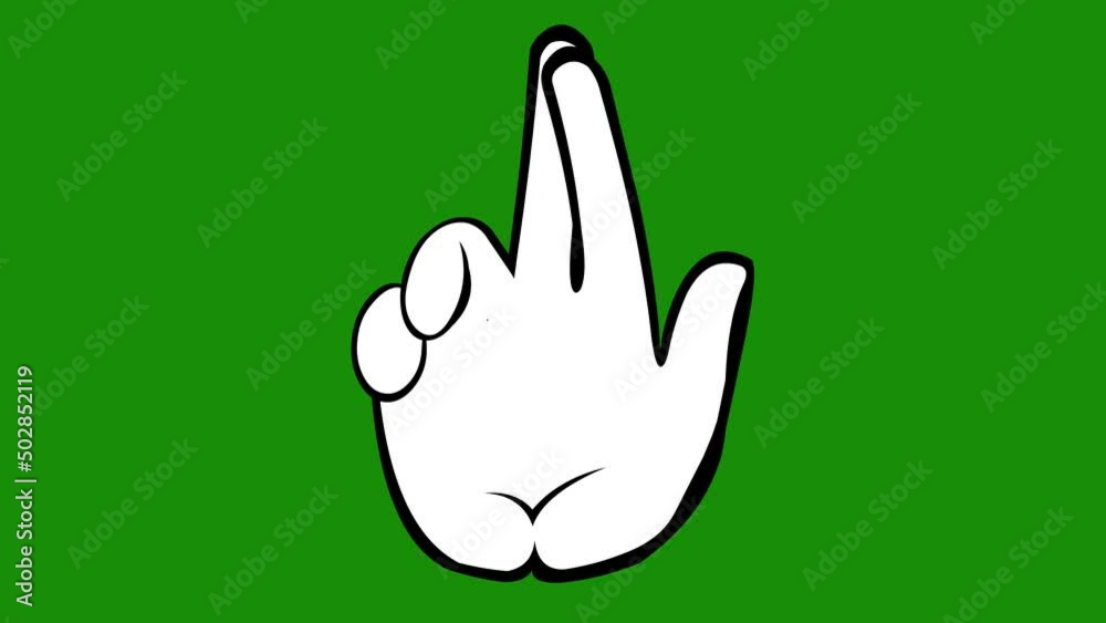 Loop animation of a hand crossing its fingers, drawn in black and white, in the concept of wishing good luck or making a wish. On a green chroma key background Loop animation of a hand crossing its fingers, drawn in black and white, in the concept of wishing good luck or making a wish. On a green chroma key background